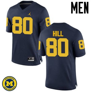#80 Khalid Hill University of Michigan Jordan Brand Men's Official Jerseys Navy