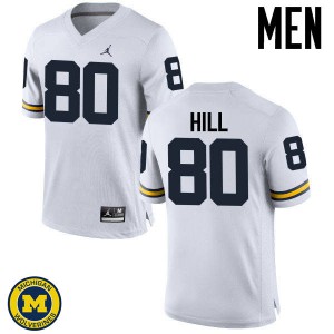 #80 Khalid Hill Michigan Jordan Brand Men's Embroidery Jersey White