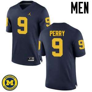 #9 Grant Perry Wolverines Jordan Brand Men's Stitch Jersey Navy