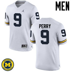 #9 Grant Perry Michigan Jordan Brand Men's Embroidery Jerseys White