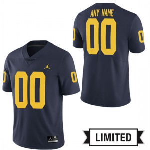#00 Custom Michigan Wolverines Jordan Brand Men's Limited Stitch Jerseys Navy
