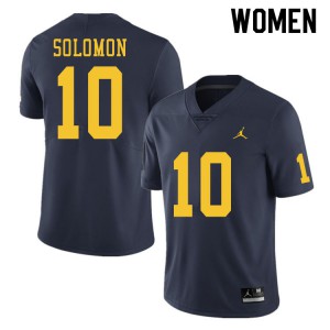 #10 Anthony Solomon Michigan Jordan Brand Women's Football Jersey Navy
