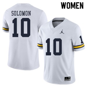 #10 Anthony Solomon Wolverines Jordan Brand Women's NCAA Jersey White