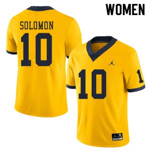 #10 Anthony Solomon Wolverines Jordan Brand Women's NCAA Jerseys Yellow