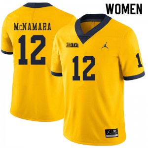 #12 Cade McNamara Michigan Jordan Brand Women's Stitch Jersey Yellow