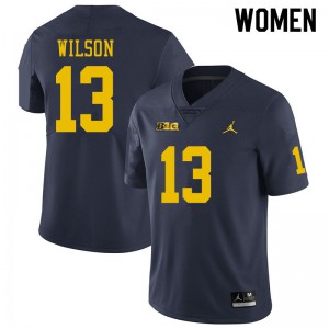 #13 Tru Wilson Michigan Wolverines Jordan Brand Women's NCAA Jersey Navy