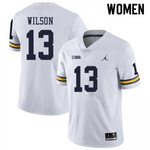 #13 Tru Wilson Michigan Jordan Brand Women's University Jerseys White