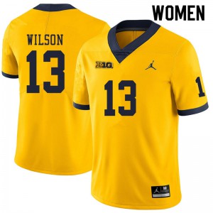 #13 Tru Wilson University of Michigan Jordan Brand Women's Stitched Jersey Yellow