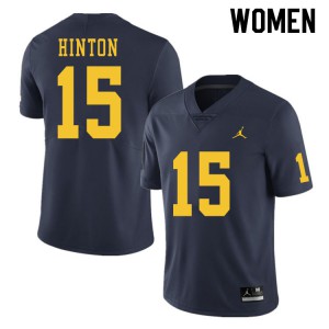 #15 Christopher Hinton Wolverines Jordan Brand Women's College Jerseys Navy