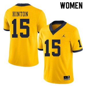 #15 Christopher Hinton University of Michigan Jordan Brand Women's Football Jersey Yellow