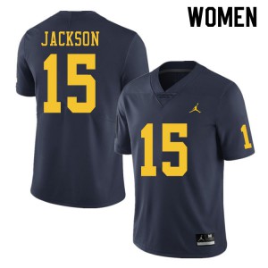 #15 Giles Jackson Michigan Jordan Brand Women's Stitched Jerseys Navy