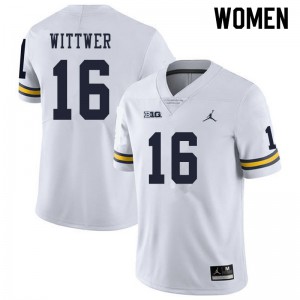 #16 Max Wittwer University of Michigan Jordan Brand Women's Stitched Jersey White
