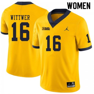 #16 Max Wittwer Michigan Jordan Brand Women's Player Jersey Yellow