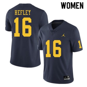 #16 Ren Hefley Michigan Jordan Brand Women's Football Jerseys Navy