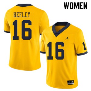 #16 Ren Hefley Wolverines Jordan Brand Women's College Jerseys Yellow