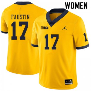 #17 Sammy Faustin Michigan Jordan Brand Women's Player Jerseys Yellow