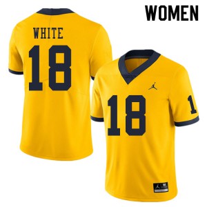#18 Brendan White Michigan Wolverines Jordan Brand Women's Player Jersey Yellow