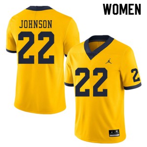 #22 George Johnson Michigan Wolverines Jordan Brand Women's High School Jerseys Yellow