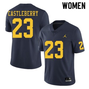 #23 Jordan Castleberry Michigan Jordan Brand Women's Stitch Jerseys Navy
