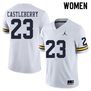 #23 Jordan Castleberry Michigan Jordan Brand Women's NCAA Jerseys White