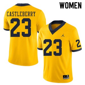 #23 Jordan Castleberry Michigan Jordan Brand Women's Alumni Jersey Yellow