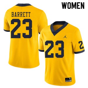 #23 Michael Barrett Wolverines Jordan Brand Women's Player Jersey Yellow