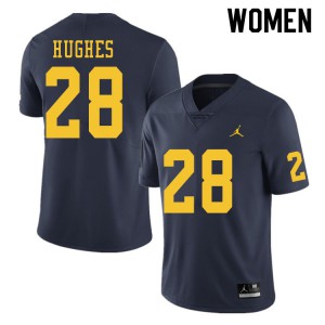 #28 Danny Hughes Wolverines Jordan Brand Women's College Jersey Navy
