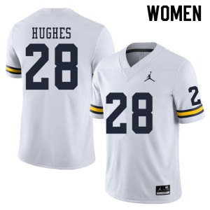 #28 Danny Hughes University of Michigan Jordan Brand Women's Player Jersey White