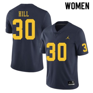 #30 Daxton Hill Michigan Jordan Brand Women's University Jerseys Navy
