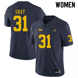 #31 Vincent Gray University of Michigan Jordan Brand Women's NCAA Jerseys Navy