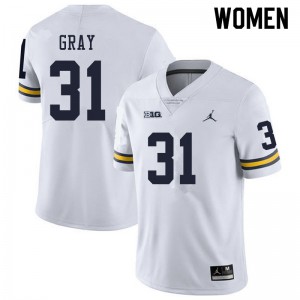 #31 Vincent Gray Michigan Wolverines Jordan Brand Women's Alumni Jersey White