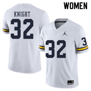 #32 Nolan Knight Wolverines Jordan Brand Women's Official Jerseys White