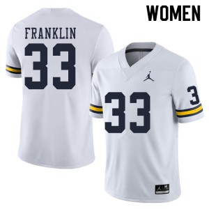 #33 Leon Franklin Michigan Jordan Brand Women's College Jerseys White
