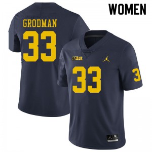 #33 Louis Grodman Wolverines Jordan Brand Women's College Jersey Navy