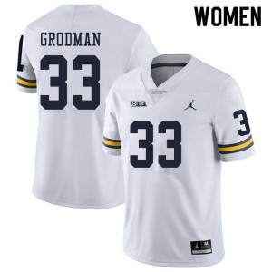 #33 Louis Grodman Michigan Jordan Brand Women's Embroidery Jerseys White