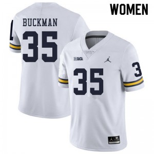#35 Luke Buckman Michigan Wolverines Jordan Brand Women's College Jersey White