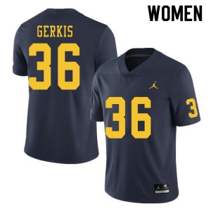 #36 Izaak Gerkis Michigan Jordan Brand Women's Stitch Jersey Navy