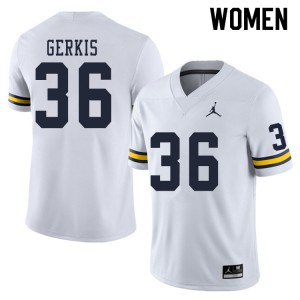 #36 Izaak Gerkis Michigan Wolverines Jordan Brand Women's Football Jerseys White