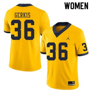 #36 Izaak Gerkis Michigan Jordan Brand Women's High School Jerseys Yellow
