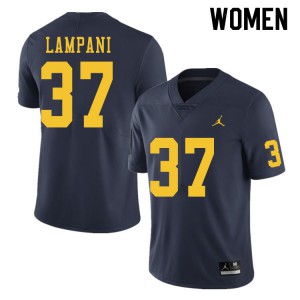 #37 Jonathan Lampani Michigan Wolverines Jordan Brand Women's Alumni Jerseys Navy