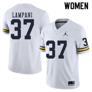 #37 Jonathan Lampani Michigan Wolverines Jordan Brand Women's Football Jersey White