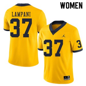 #37 Jonathan Lampani University of Michigan Jordan Brand Women's Player Jerseys Yellow