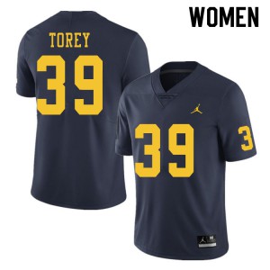 #39 Matt Torey Michigan Jordan Brand Women's Football Jersey Navy