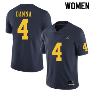 #4 Michael Danna Michigan Wolverines Jordan Brand Women's Football Jersey Navy