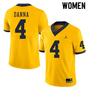 #4 Michael Danna Michigan Wolverines Jordan Brand Women's University Jersey Yellow