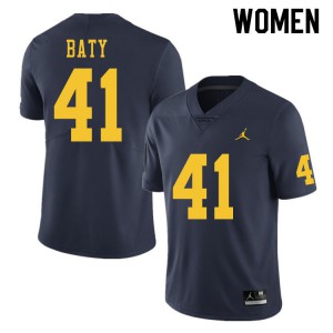#41 John Baty Wolverines Jordan Brand Women's Alumni Jersey Navy