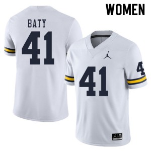 #41 John Baty Michigan Jordan Brand Women's University Jersey White