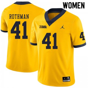 #41 Quinn Rothman University of Michigan Jordan Brand Women's Football Jerseys Yellow
