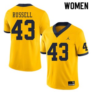 #43 Andrew Russell University of Michigan Jordan Brand Women's Stitched Jersey Yellow