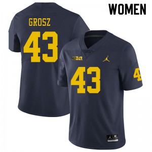 #43 Tyler Grosz Michigan Jordan Brand Women's Player Jersey Navy
